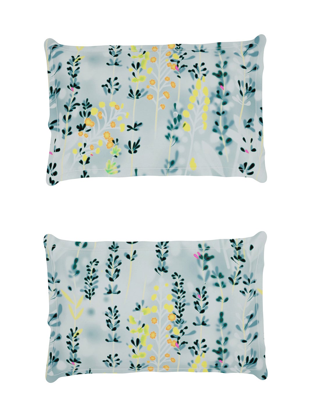 Story@home Arena Grey & Blue Floral Printed 180 TC Bedsheet & Pillow Covers