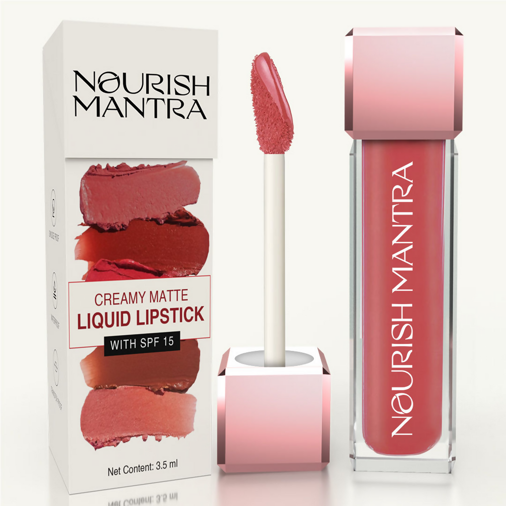 Nourish Mantra Liquid Lipstick Creamy Matte with SPF / Water Proof, Smudge Proof Shade- Spice And Shanti-