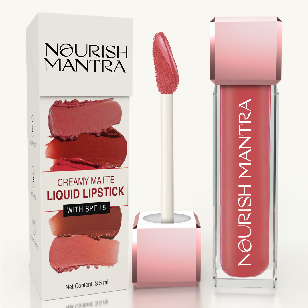 Nourish Mantra Liquid Lipstick Creamy Matte with SPF / Water Proof, Smudge Proof Shade- Spice And Shanti-