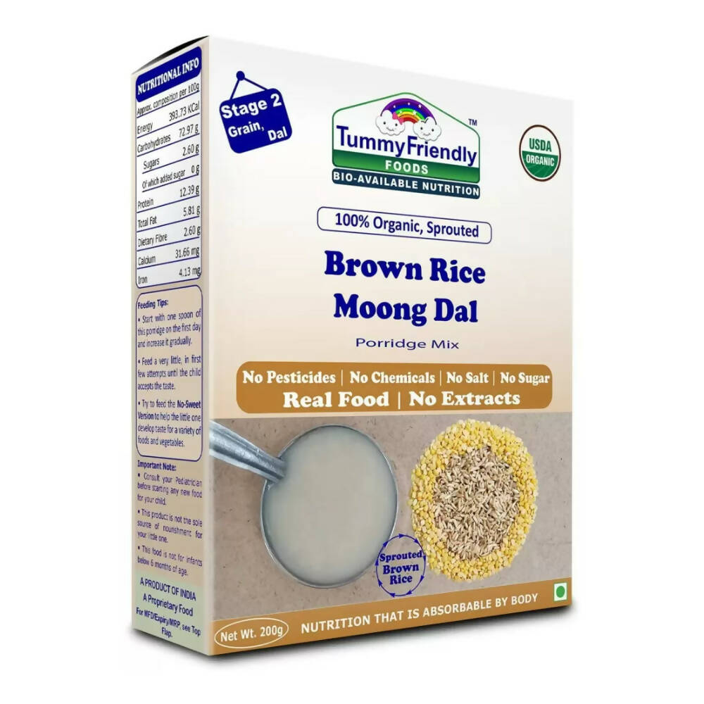 TummyFriendly Foods Organic Sprouted Brown Rice, Moong Dal Porridge Mix