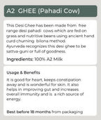 Organic Potli A2 Vedic Ghee Pahadi Cow |  A2 Gir Cow Organic A2 Ghee Vedic Bilona Method Grassfed Cultured Traditional Curd Bilona Ghee, Glass Bottle