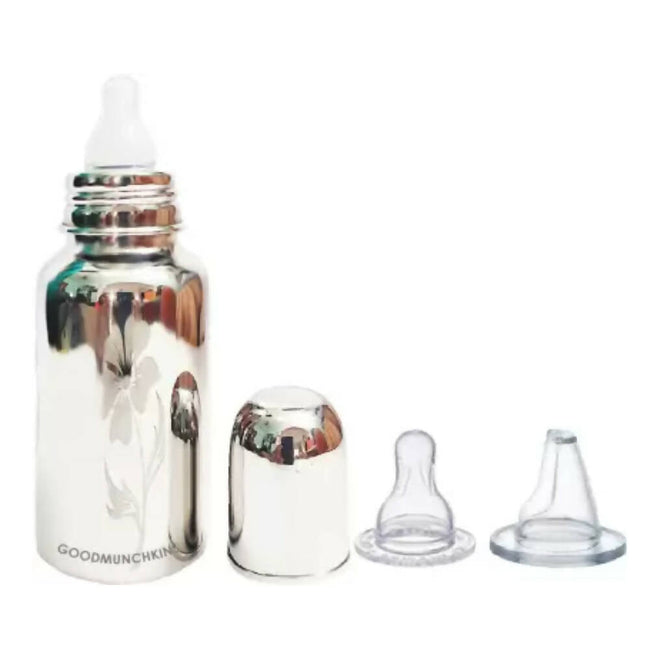 Goodmunchkins Stainless Steel Feeding Bottle 304 Grade Steel, Jointless, BPA Free, Rustfree Bottle with 2 Anti Colic Silicone Nipple For Kids Main Image