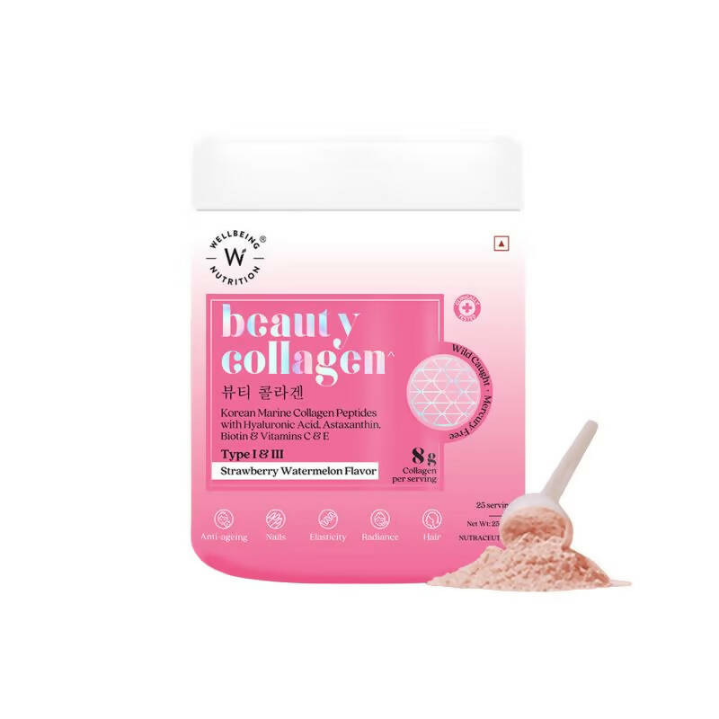 Wellbeing Nutrition Beauty Korean Marine Collagen Peptides - Strawberry & Watermelon