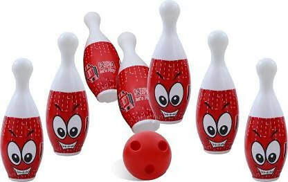 Kipa Proudly Made in India Big Size Plastic Bowling Set 6 pins 2 Balls Large Bowling Toy for Kids Multi Color with Smart Chain Carry Case