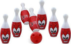 Kipa Proudly Made in India Big Size Plastic Bowling Set 6 pins 2 Balls Large Bowling Toy for Kids Multi Color with Smart Chain Carry Case