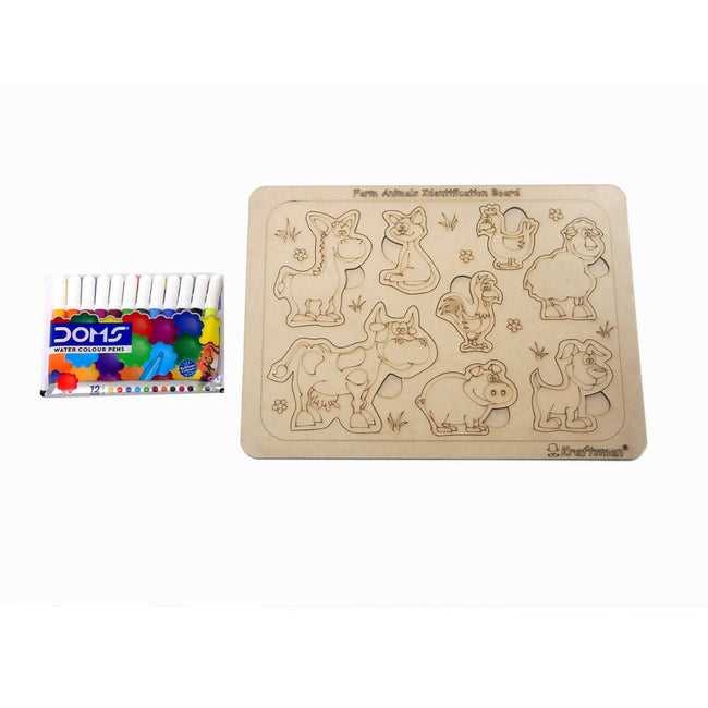 Kraftsman Farm Animals Identification Puzzle Board With Color Kit Included Hover Image