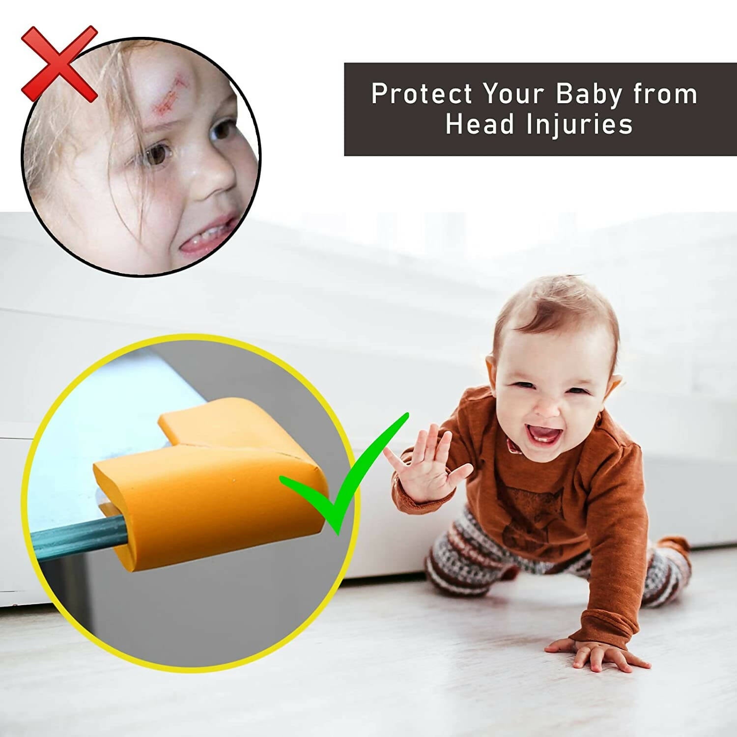 Safe-O-Kid Corner Guardscushions, U Shaped, Large Size Extra Thick, Yellow