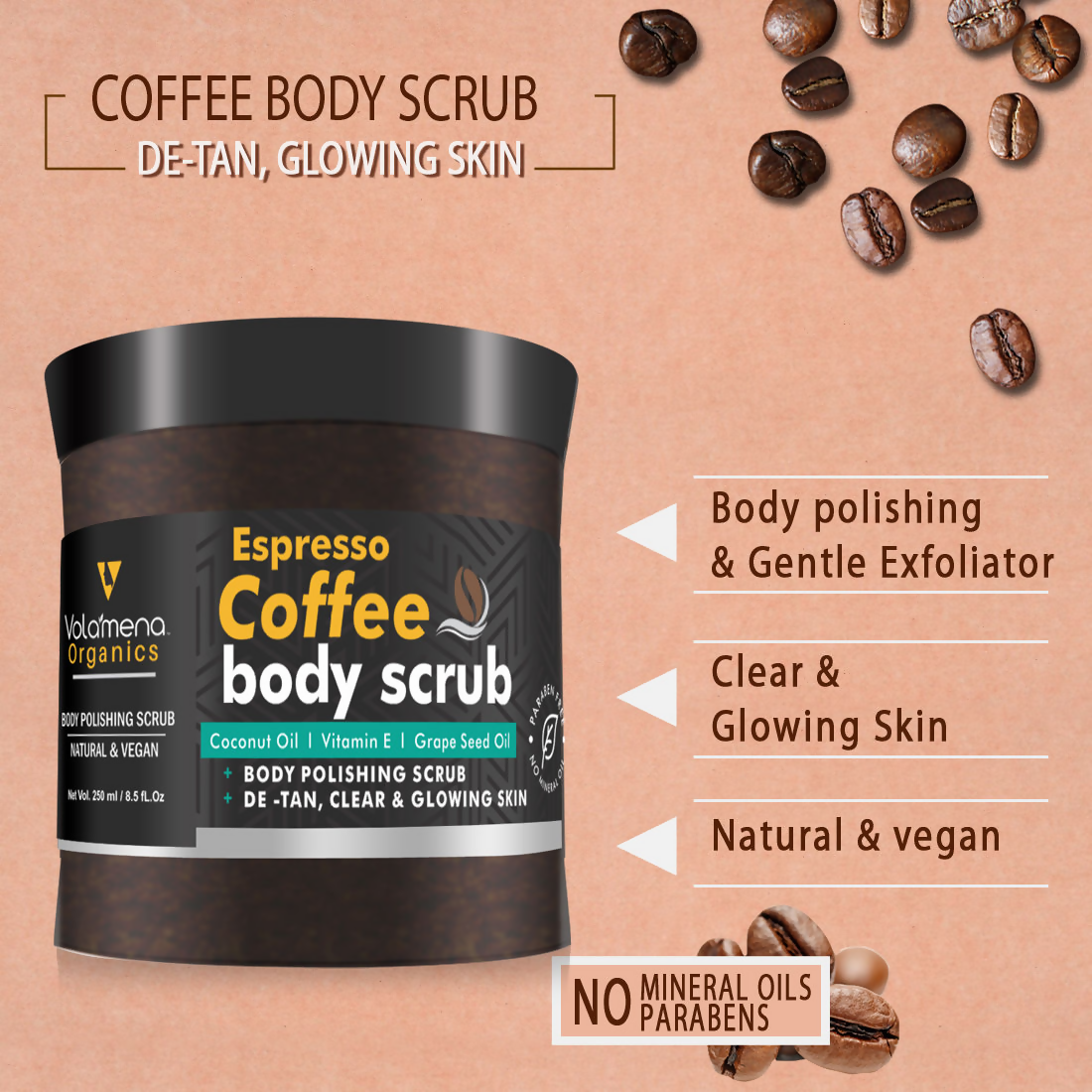 Volamena Arabica Espresso Coffee Body Polishing Scrub