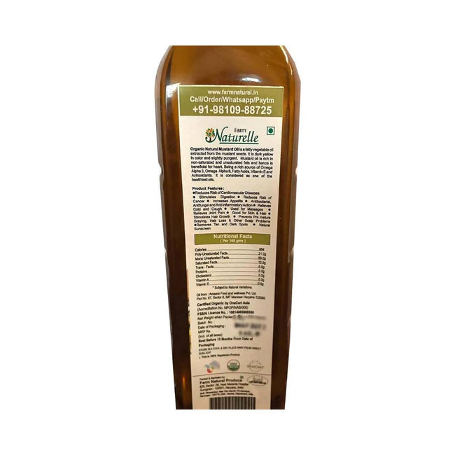 Farm Naturelle Organic Wood Pressed Black Mustard Oil Main Image