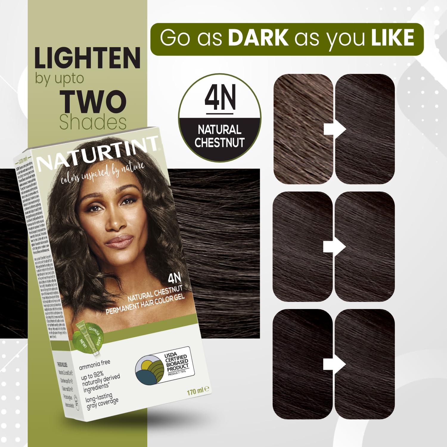 Naturtint 4N Medium Brown Hair Color Gel, Vegan, Ammonia-Free, Grey Coverage