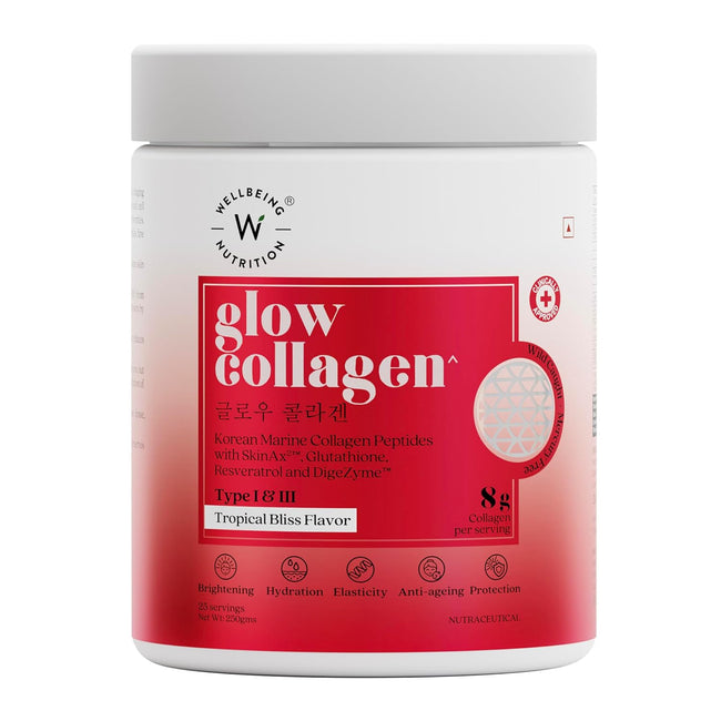 Wellbeing Nutrition Glow Korean Marine Collagen Peptides-Tropical Bliss Flavor Hover Image