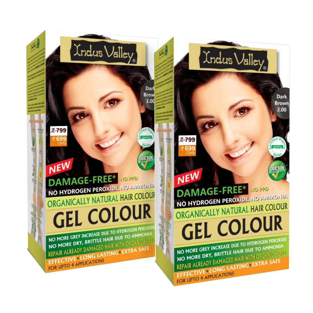 Indus Valley Natural Gel Hair Color Medium Brown 220ml Ammonia-Free