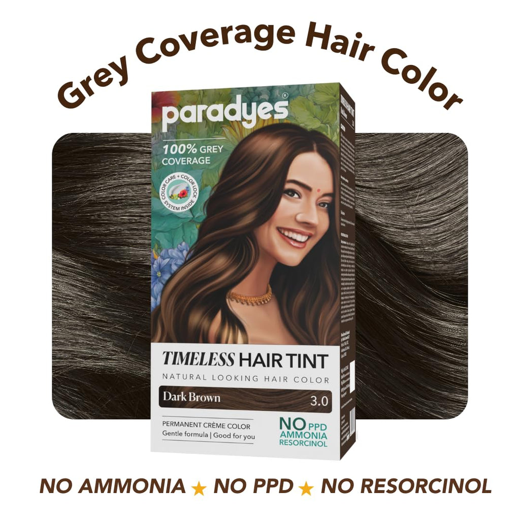 Paradyes Dark Brown Permanent Hair Color, Grey Coverage, No PPD or Ammonia