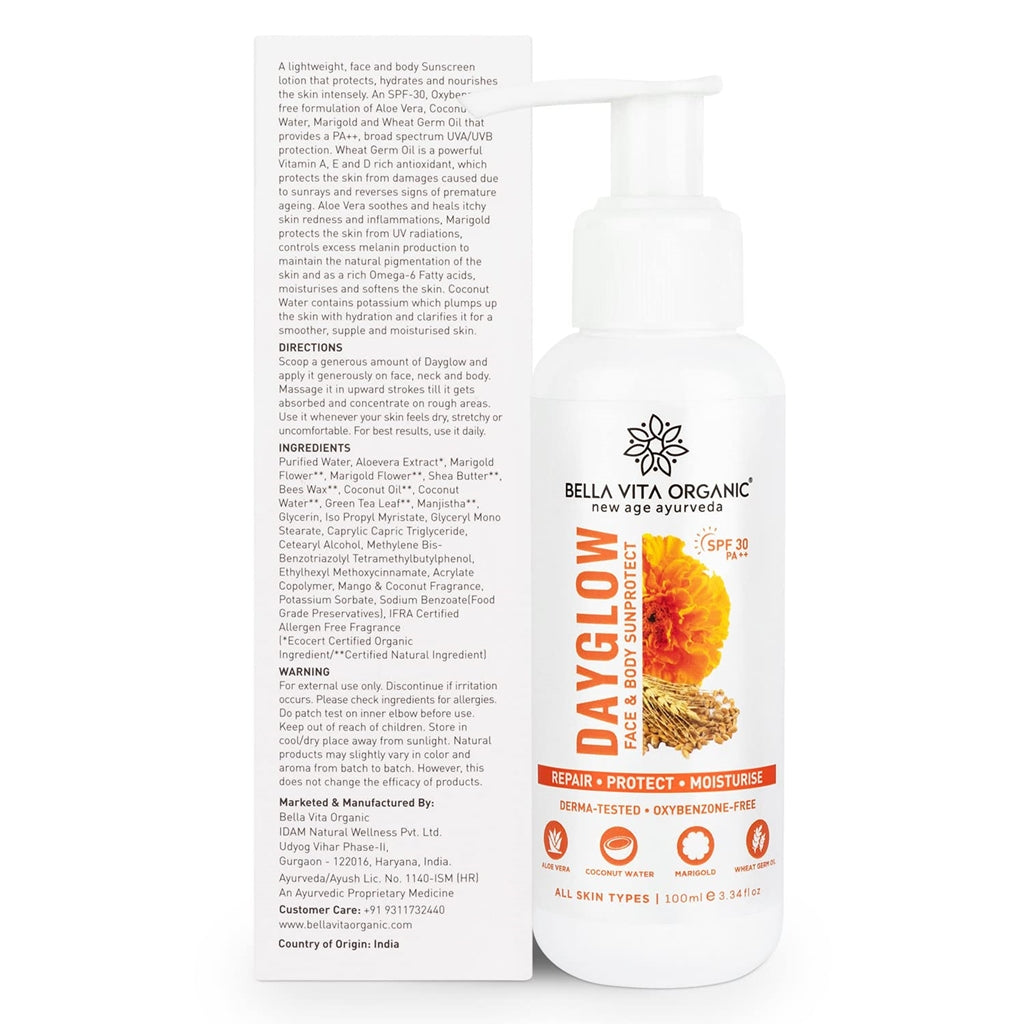 Bella Vita Organic Day Glow Sun Protect Face And Body Lotion SPF 30+