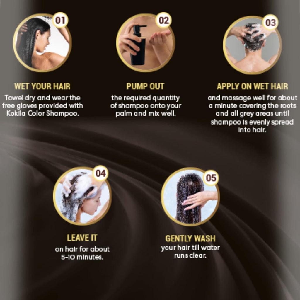 Kokila Natural Black Hair Color Shampoo 400ml No Ammonia Paraben-Free
