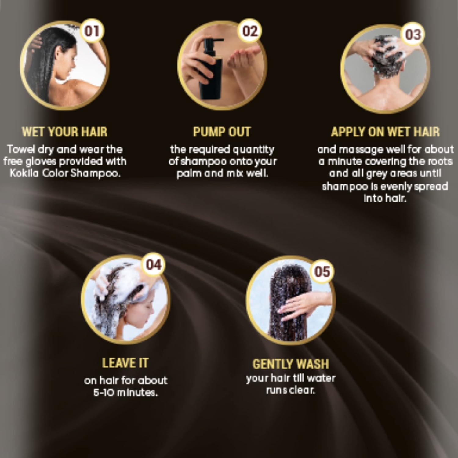 Kokila Natural Black Hair Color Shampoo 400ml No Ammonia Paraben-Free