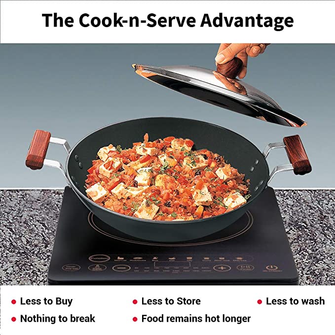 Hawkins Futura 2.5 Litre Deep Fry Pan, Hard Anodised Kadai with Stainless Steel Lid