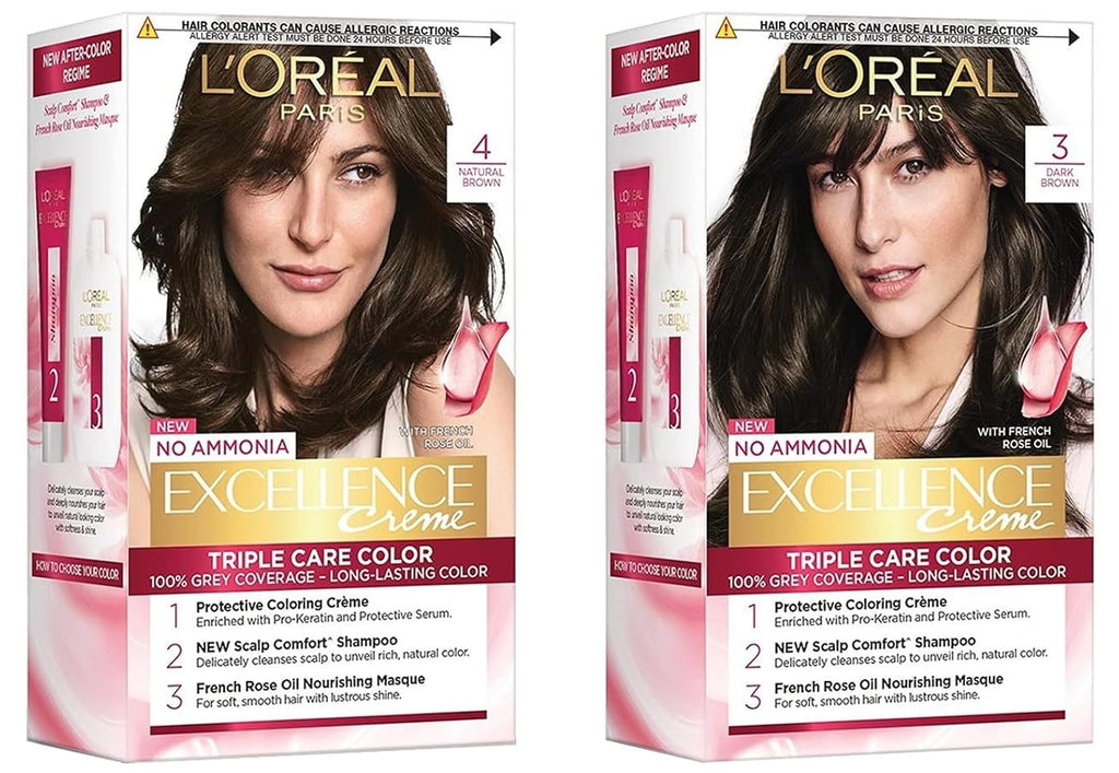 L'OREAL PARIS Excellence Creme Hair Color, 5 Light Brown/Natural Brown, 72Ml+100G And Color Protect Shampoo, 360Ml (With 10% Extra)