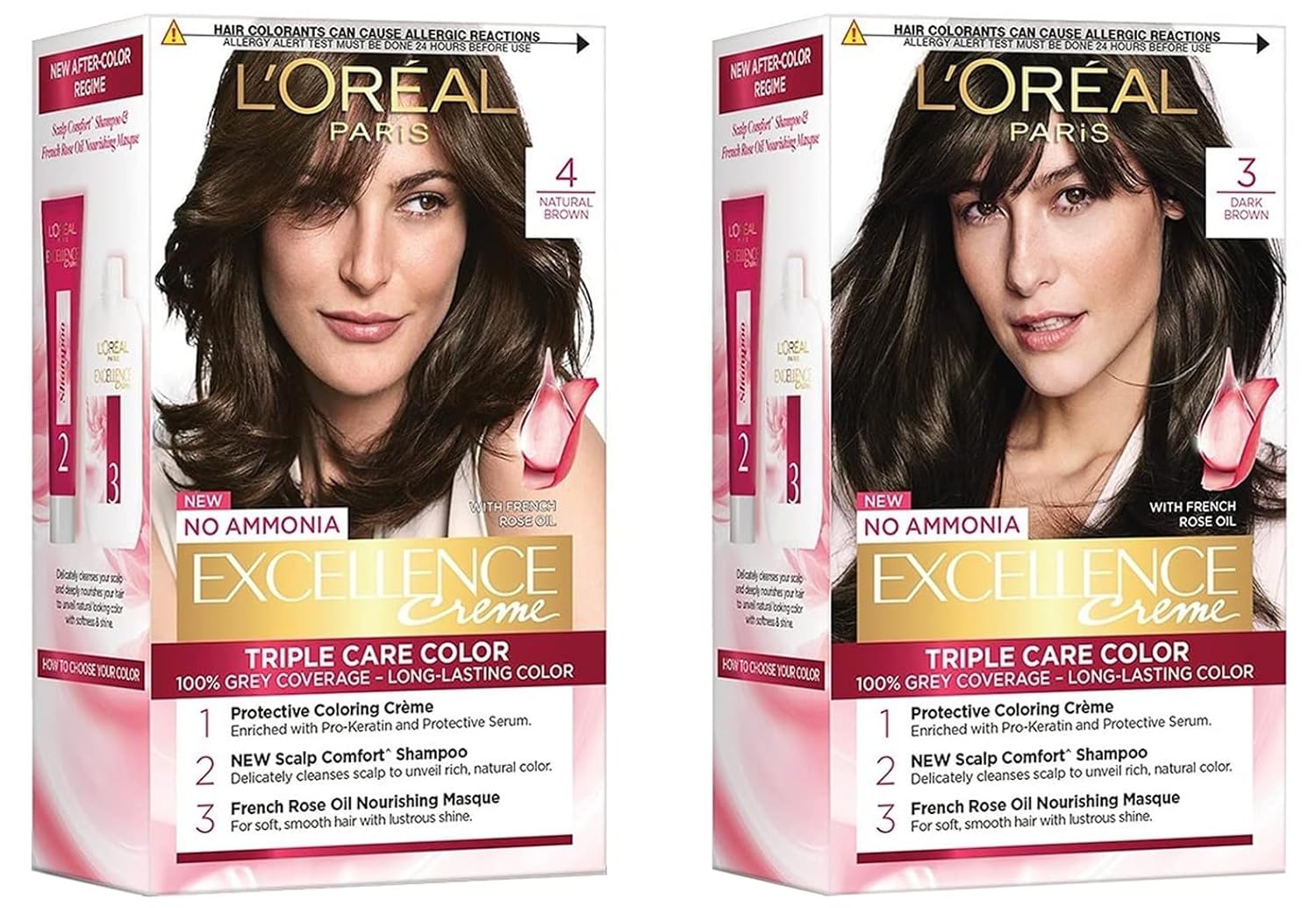 L'OREAL PARIS Excellence Creme Hair Color, 5 Light Brown/Natural Brown, 72Ml+100G And Color Protect Shampoo, 360Ml (With 10% Extra)