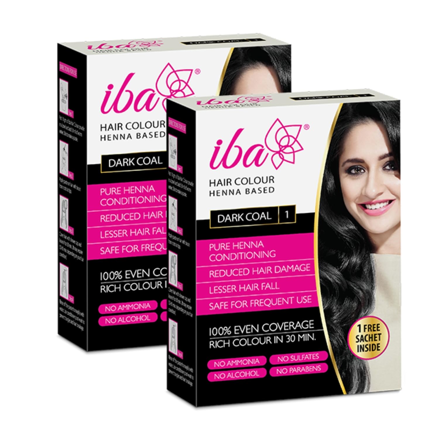 Iba Dark Brown Henna Hair Color 70g Ammonia-Free Herbal Powder