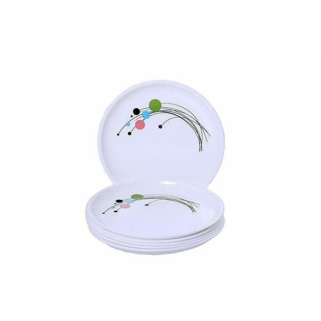 Round Plastic Half Plate Set, Set of 6, White Hover Image