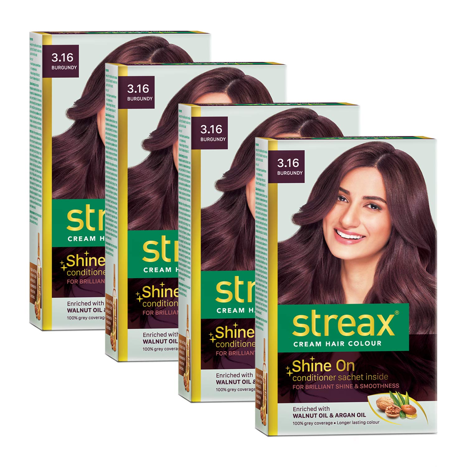 Streax Burgundy Hair Color 3.16 with Argan & Walnut Oil 100% Grey Coverage