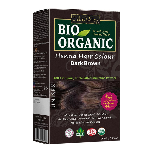 INDUS VALLEY 100% Organic Henna Hair Color (Soft Black)-100 g Pack of 1 Hover Image