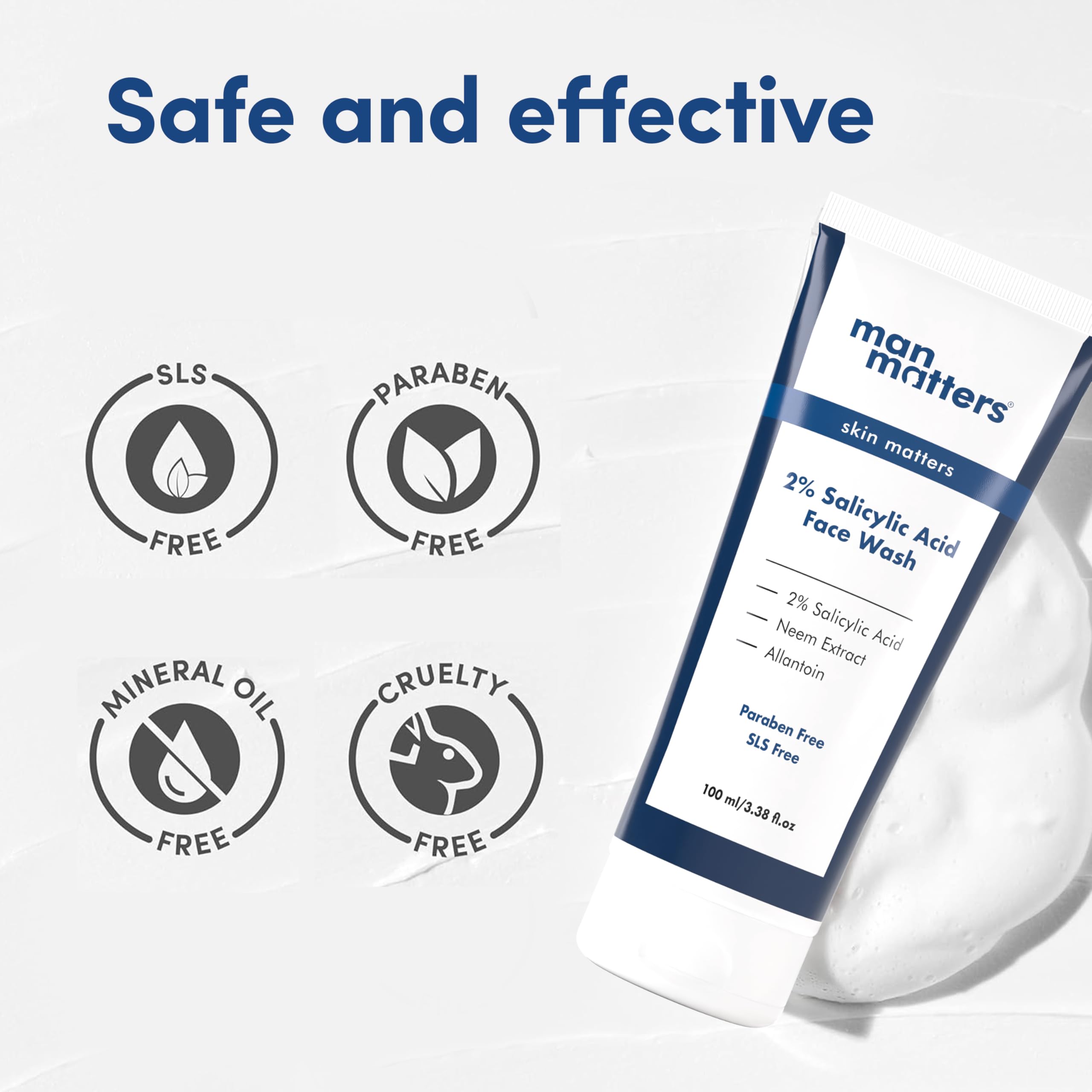 Man Matters Clear 2% Salicylic Acid Face Wash for Men, Paraben & SLS Free