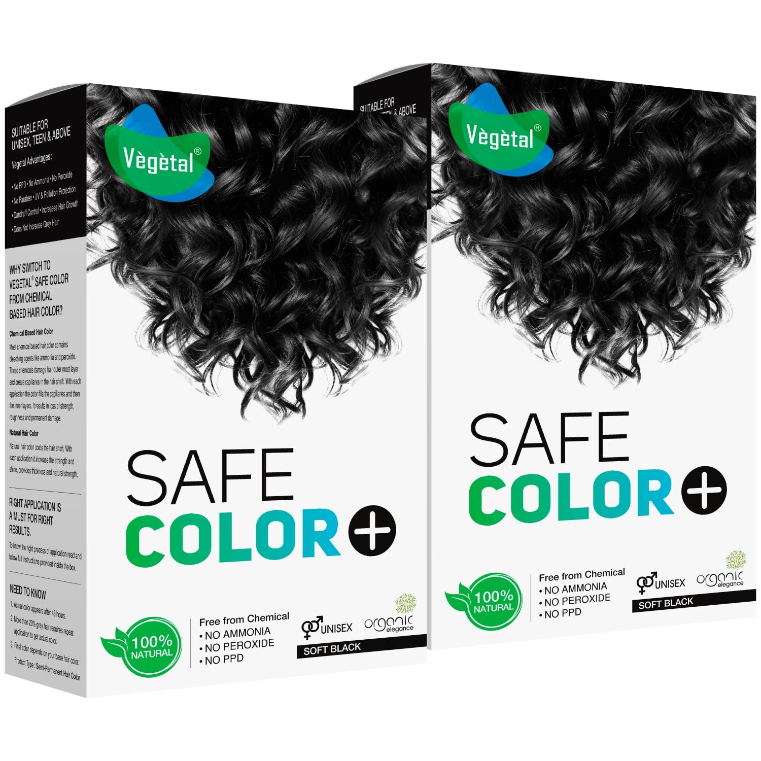 Vegetal Safe Hair Color Organic Soft Black Hair Color 100g Ammonia-Free for Men & Women