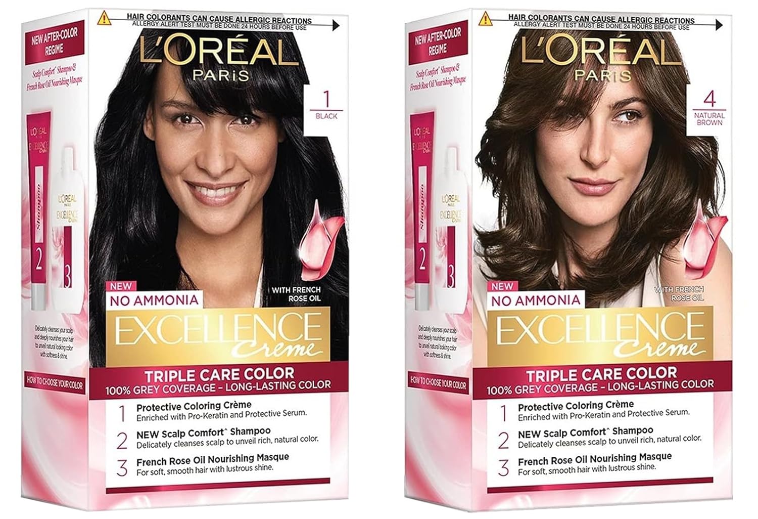L'OREAL PARIS Excellence Creme Hair Color, 5 Light Brown/Natural Brown, 72Ml+100G And Color Protect Shampoo, 360Ml (With 10% Extra)