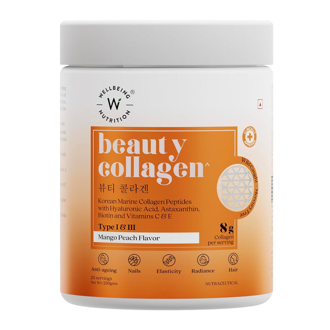 Wellbeing Nutrition Beauty Korean Marine Collagen Peptides-Mango Peach Flavor Hover Image
