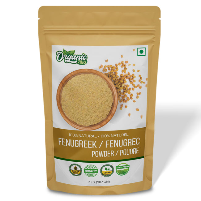 Organic Zing Fenugreek Powder Also Known As Methi Seed Powder, Trigonella Foenum-Graecum | Vegan | Preservative Free | Resealable Pack Hover Image