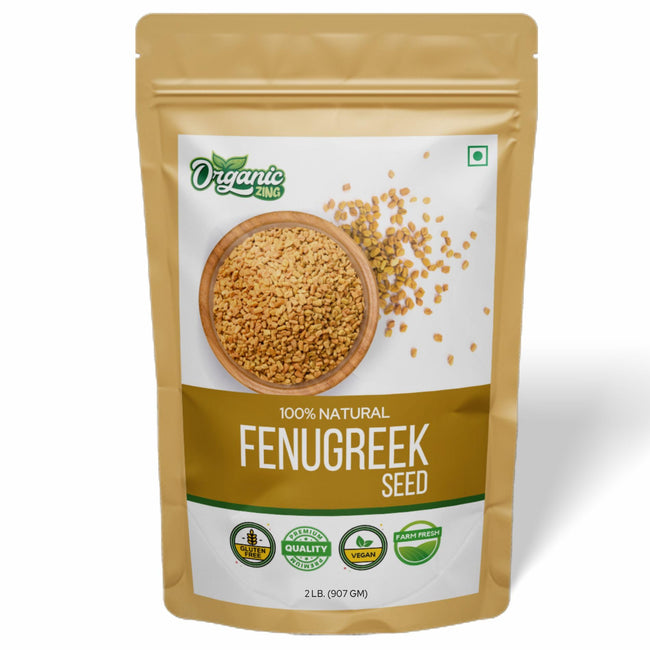 Organic Zing Fenugreek Seeds Also Known As Methi Seeds and Trigonella Foenum-Graecum |100% Pure & Natural | Vegan | Preservative Free | Resealable Pack Hover Image