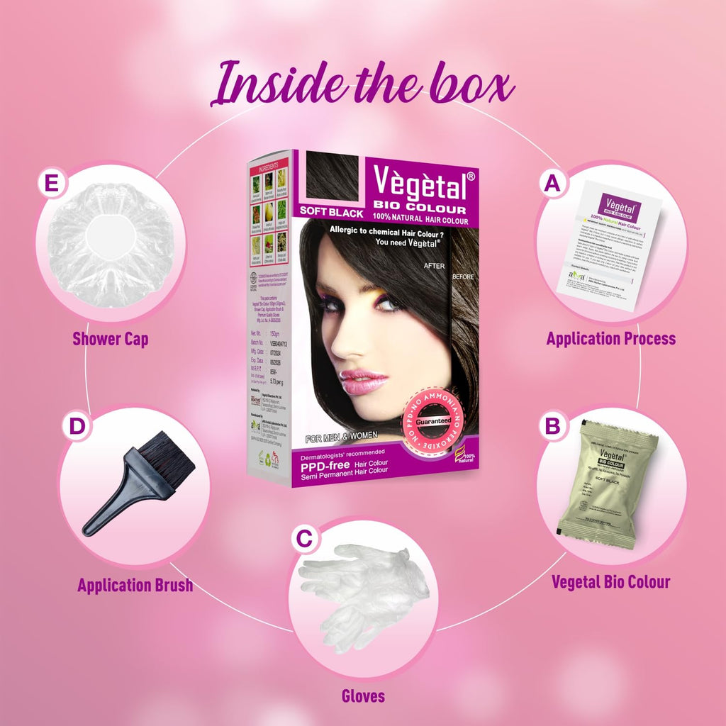 Vegetal Bio Soft Black Hair Color 150g Ammonia-Free Organic Kit