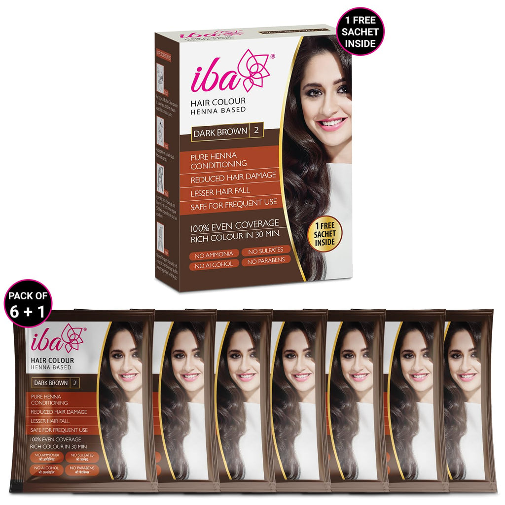 Iba Dark Brown Henna Hair Color 70g Ammonia-Free Herbal Powder