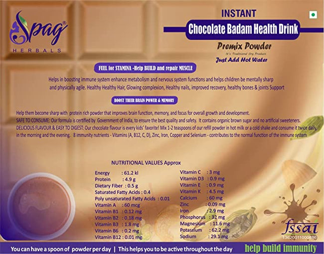 Spag Herbals Chocolate Badam Health Drink Instant Premix Powder Main Image