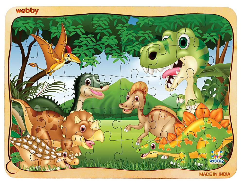 Webby Dinosaurs in Jungle Wooden Jigsaw Puzzle-40 Pcs