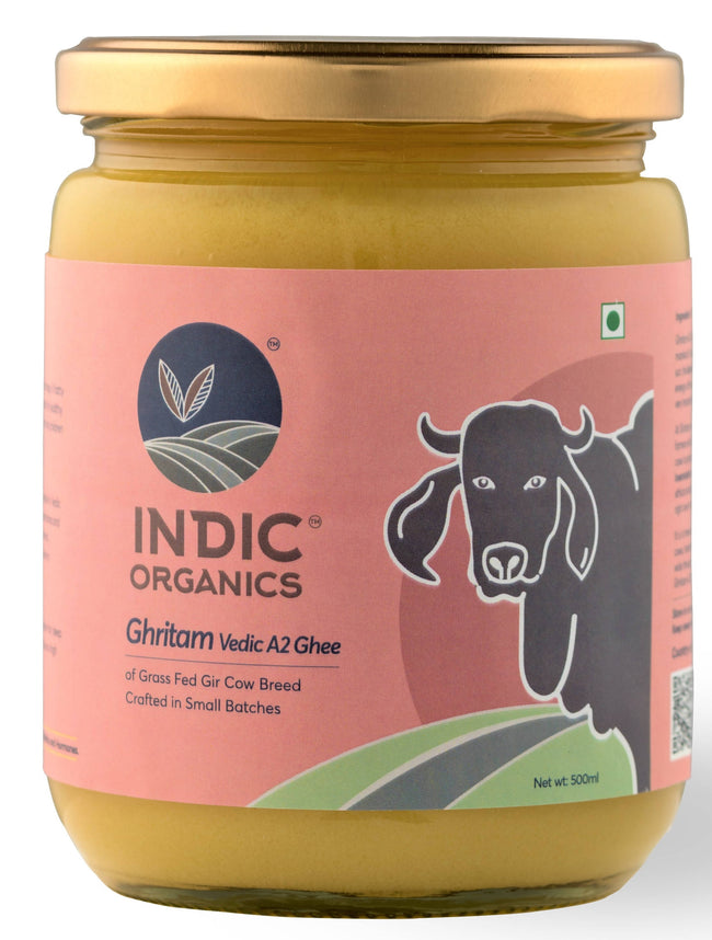 Indic Organics Gir Cow's A2 Ghee | Desi Gir Cow Ghee | Premium and Organic Desi Ghee Hover Image