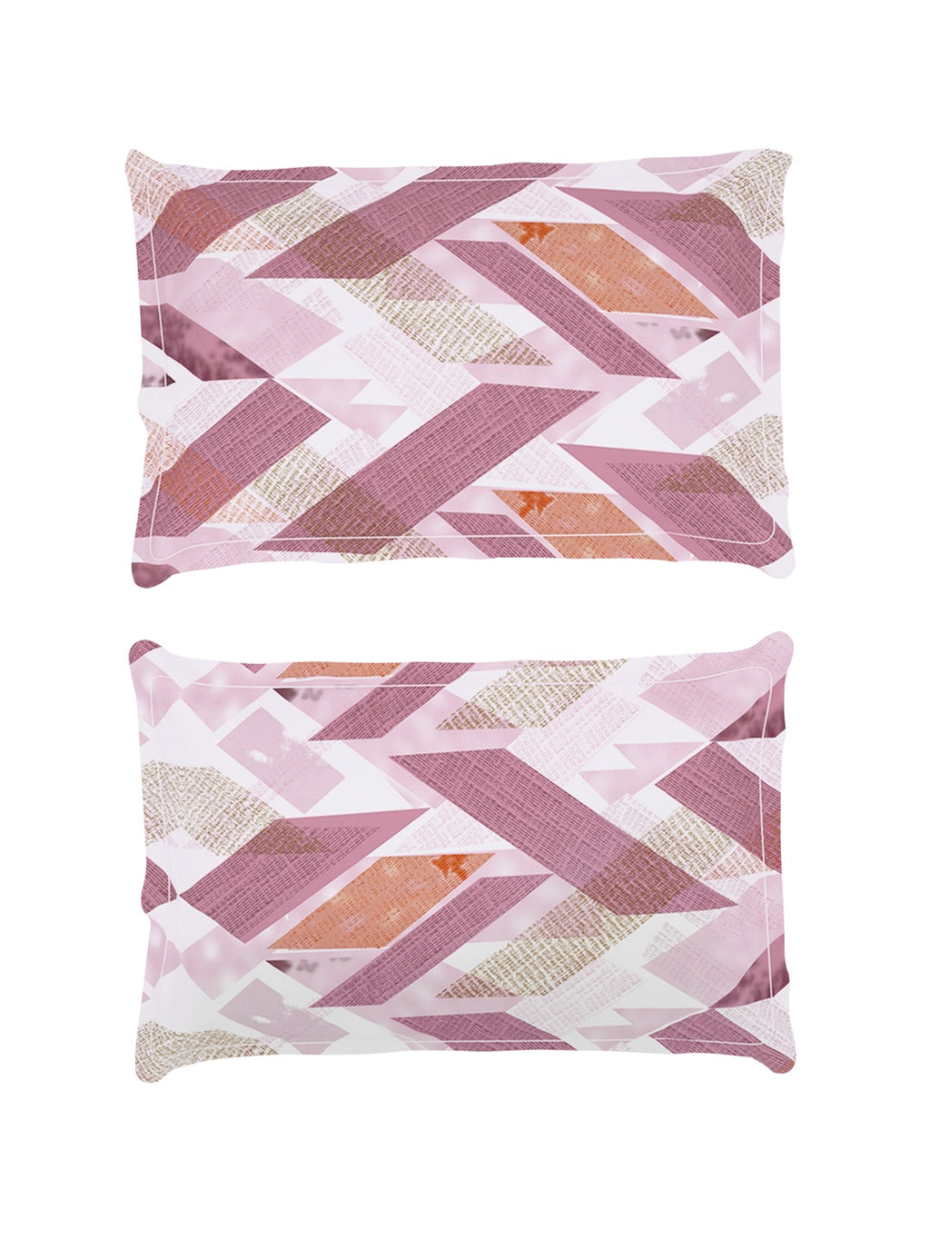 Story@home Arena Pink & White Geometric Printed 180 TC Bedsheet & Pillow Covers