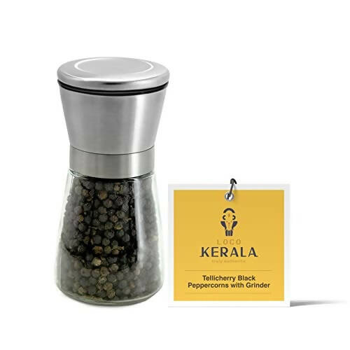 LocoKerala Tellicherry Black Peppercorns with Grinder Hover Image