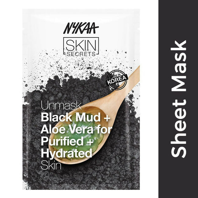 Nykaa Skin Secrets Exotic Indulgence Black Mud + Aloe Vera Sheet Mask For Purified & Hydrated Skin Main Image
