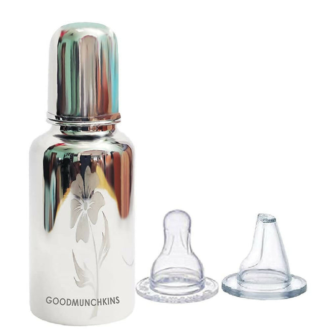 Goodmunchkins Stainless Steel Feeding Bottle Joint Less 304 Grade No Joints BPA Free for New Born Baby/Toddlers/Infants-200ml Hover Image