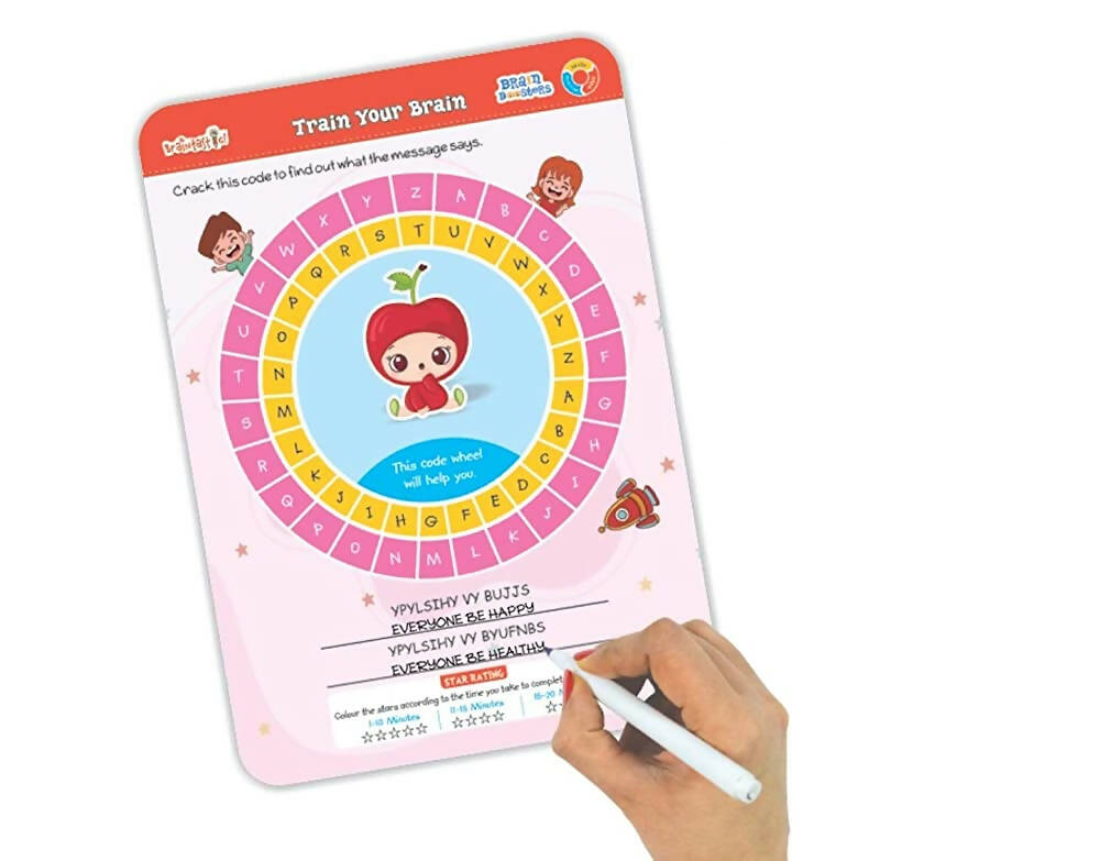 Braintastic Brain Booster Game/Toy (6-99 Years)-Write & Wipe Reusable Activity Sheets with Marker & Jigsaw Puzzle Learning Tools for Kids 6+ Years