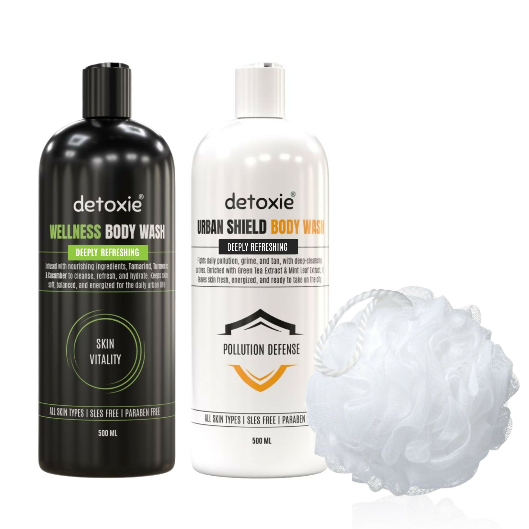 Detoxie Body Wash with Loofah - Urban Shield & Wellness