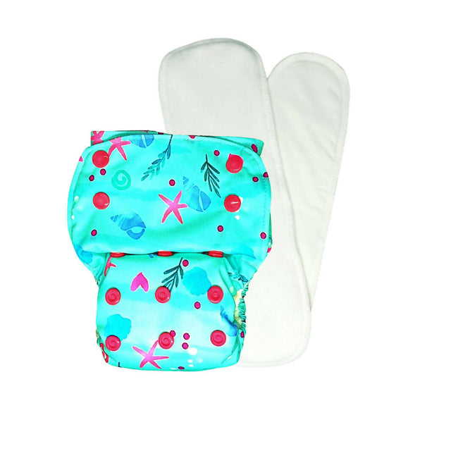 Kindermum Nano Aio Cloth Diaper With 2 Organic Cloth Insert- Seashore For Kids Hover Image