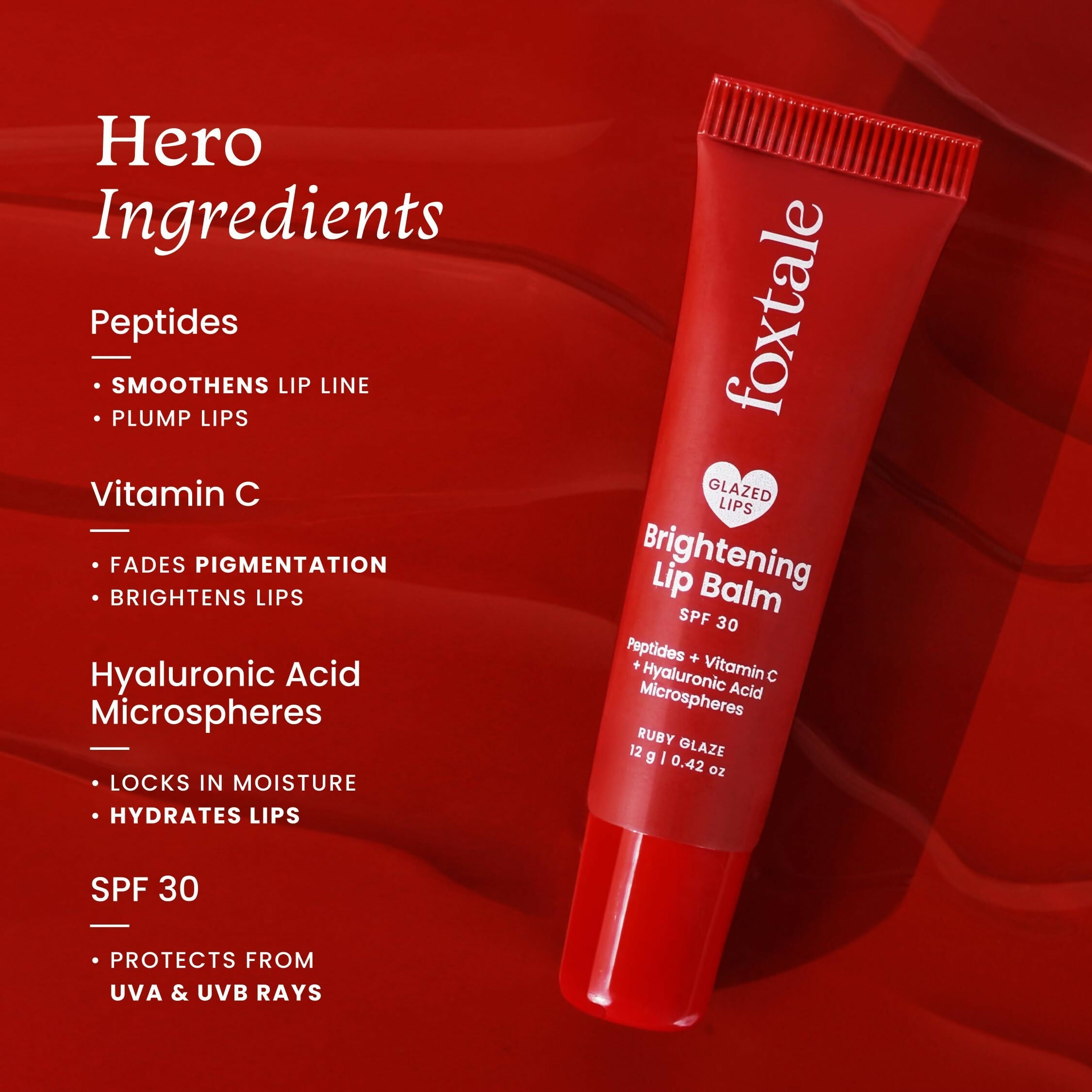 Foxtale Brightening SPF 30 Lip Balm - Ruby Glaze (Blueberry), Brightens Lips, Reduces Pigmentation