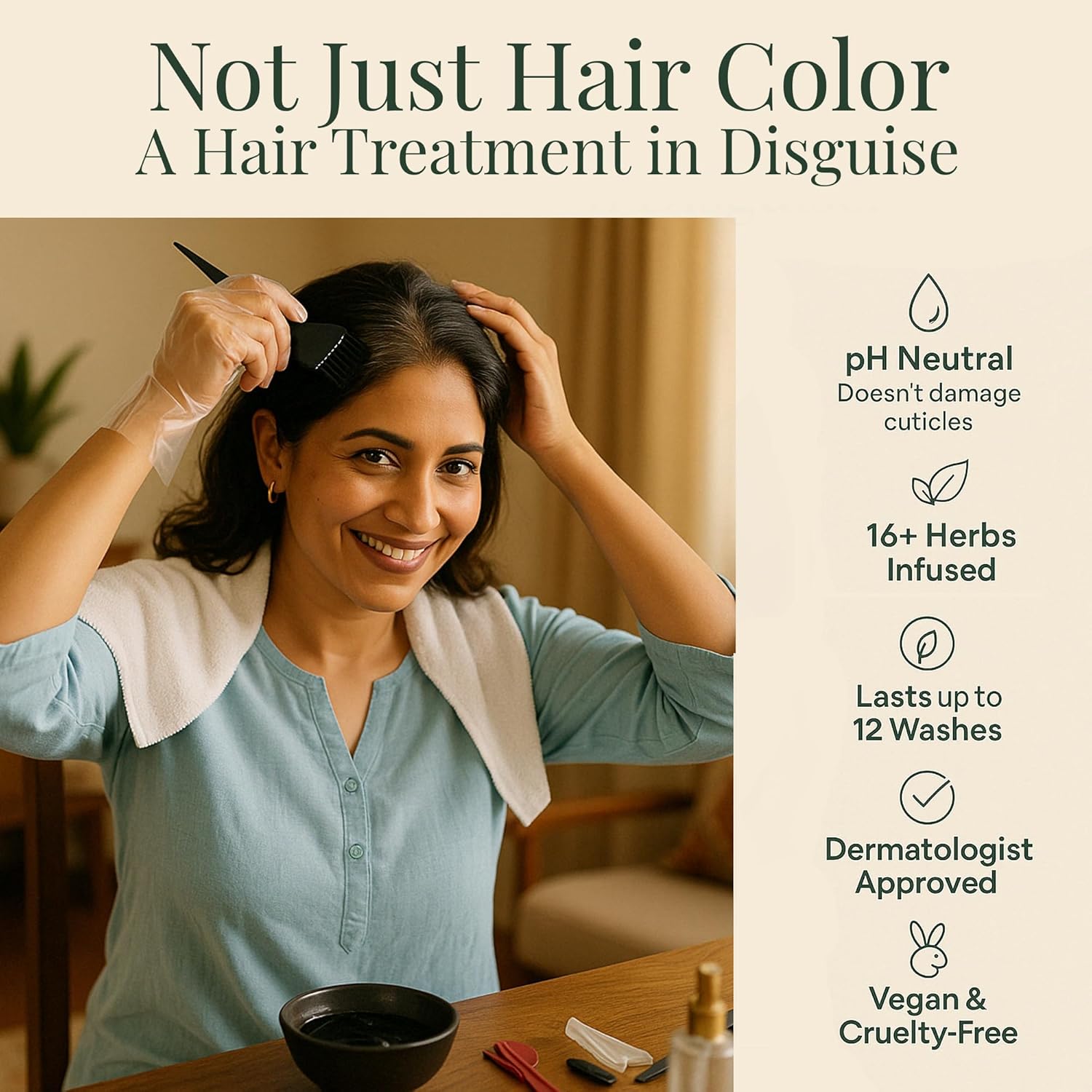 Natural Black Hair Color Gel 180ml Ammonia-Free Organic Long-Lasting