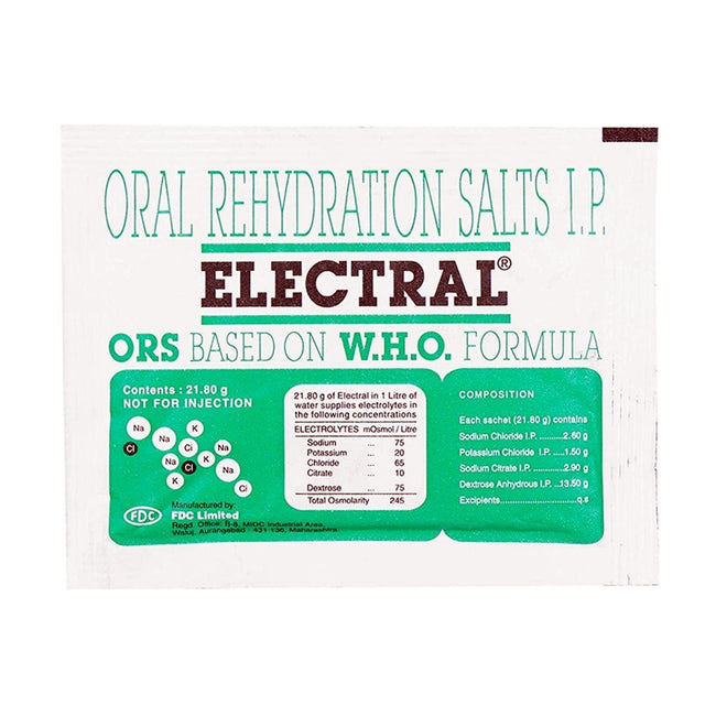 Electral Powder | Electral Oral Rehydration ORS Based on W.H.O Formula | Restore Body Fluids & Electrolytes Relieve from Dehydration, Fatigue & Weakness Hover Image