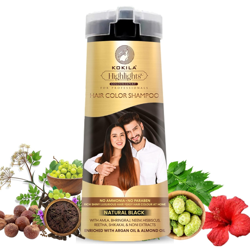 Kokila Natural Black Hair Color Shampoo 400ml No Ammonia Paraben-Free