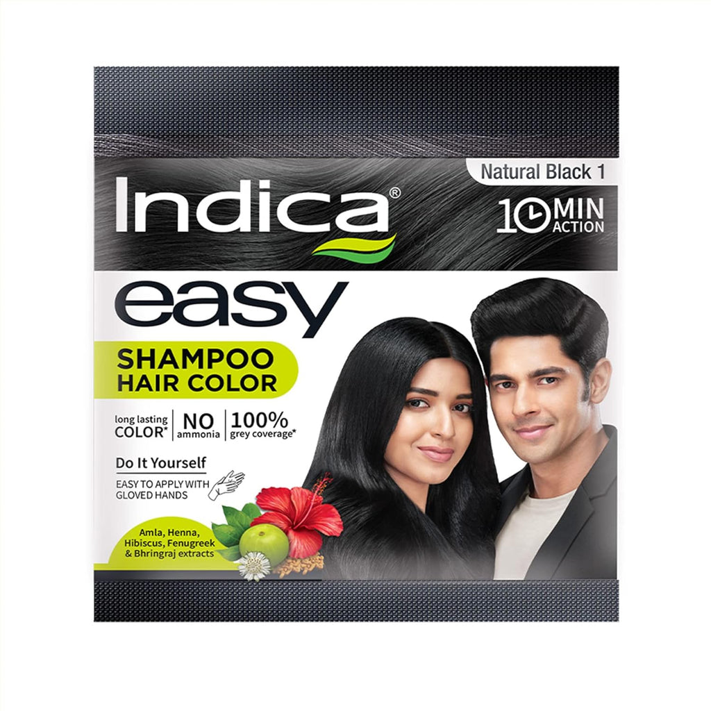 Indica 10 Min Herbal Hair Color Shampoo Natural Black Ammonia-Free